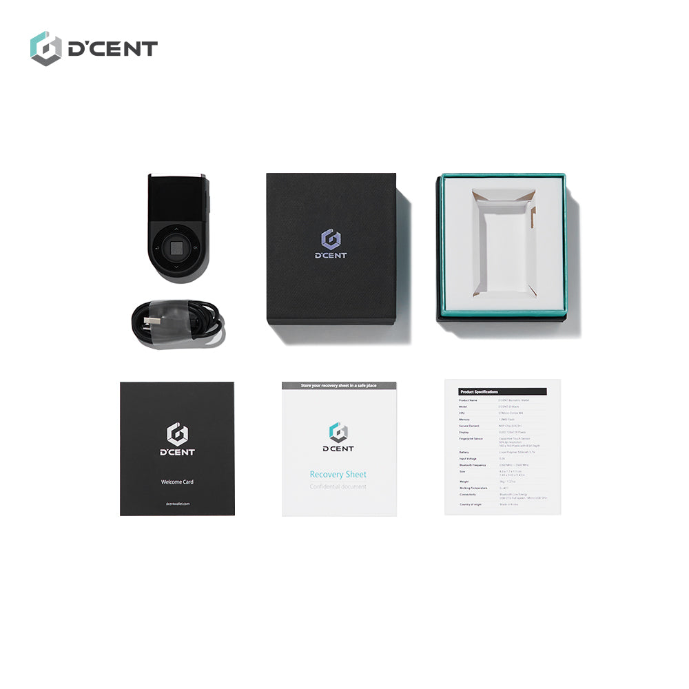 D'CENT Biometric Wallet-Cryptocurrency Hardware Wallet-Bluetooth